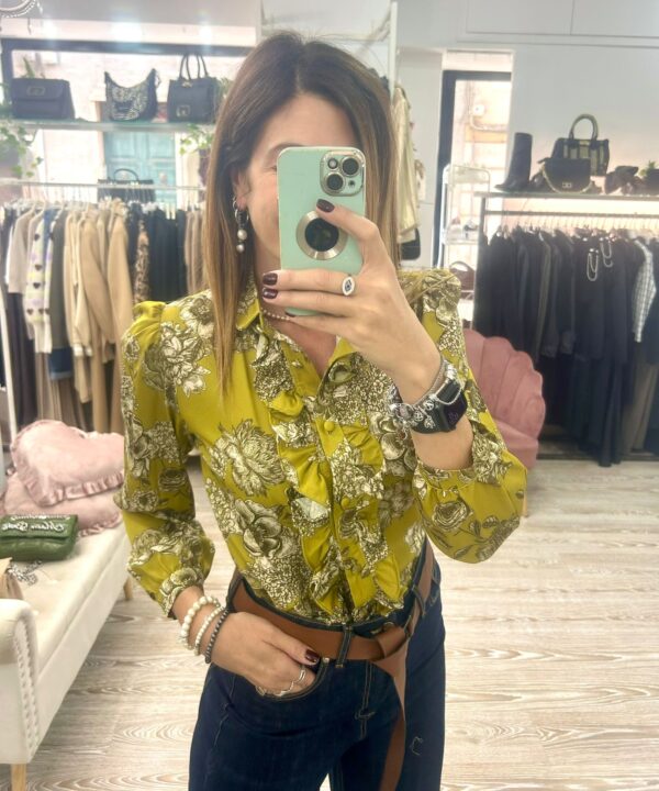 Camicia senape a fiori Mon Amour