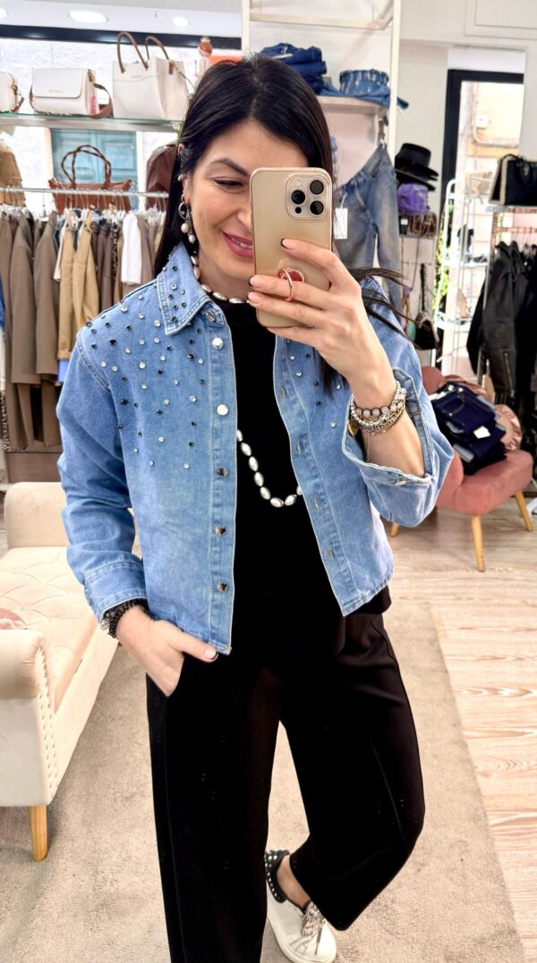 Giubbino in denim con strass modello over Only